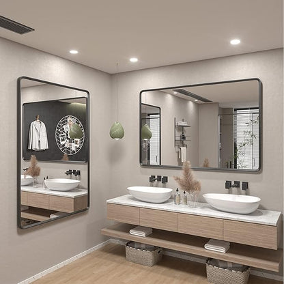 55x30 Black Matte Mirror for Bathroom, Large Rounded Mirror for Bathroom - Image 5