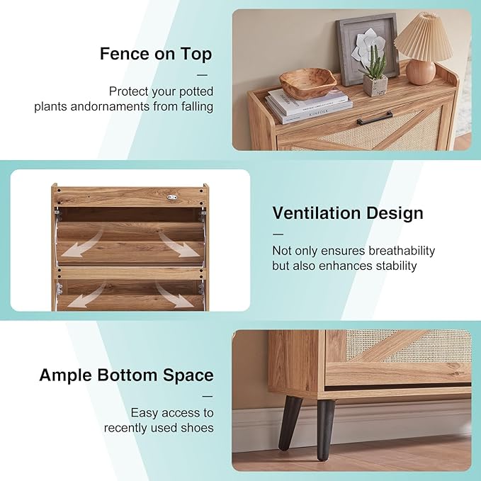 Shoe Storage Cabinet, Boho Shoe Organizer - Image 4