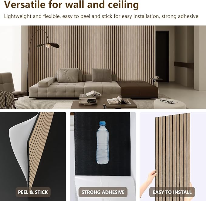 ARMURO Acoustic Wood Wall Panels, 94.5" Extra-Long Easy Peel & Stick Panels - Image 2