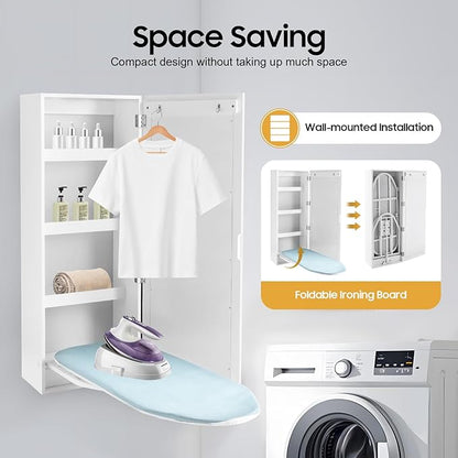 Ropoana Wall Mount Ironing Board Cabinet, Built-in Swivel Ironing Board Foldable - Image 7