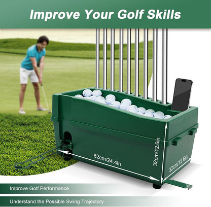 automatic golf ball dispenser with tee up machine shown in use