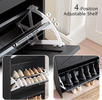 Shoe Storage Cabinet, Farmhouse Shoe Organizer - Image 5