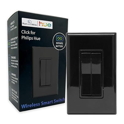 RunLessWire Click for Philips Hue – Battery-Free Wireless Smart Light Switch by RunLessWire