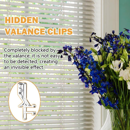 36 PCS Hidden Channel Valance Clips, 1-7/8inch Clear Plastic Blinds Clips for The Valance with a Groove in The Back