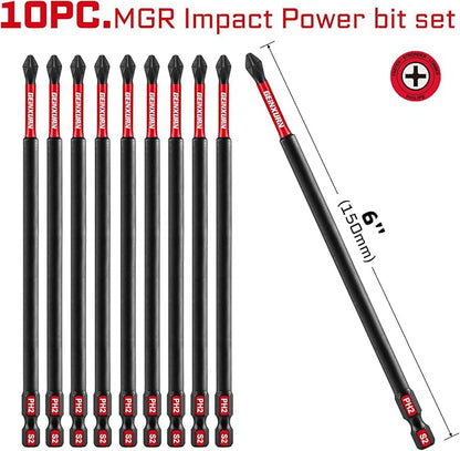 10Pieces Magnetic #2 Phillips 6 in. Hex Anti-Slip Screwdriver Bits, 1/4 Inch - Image 2