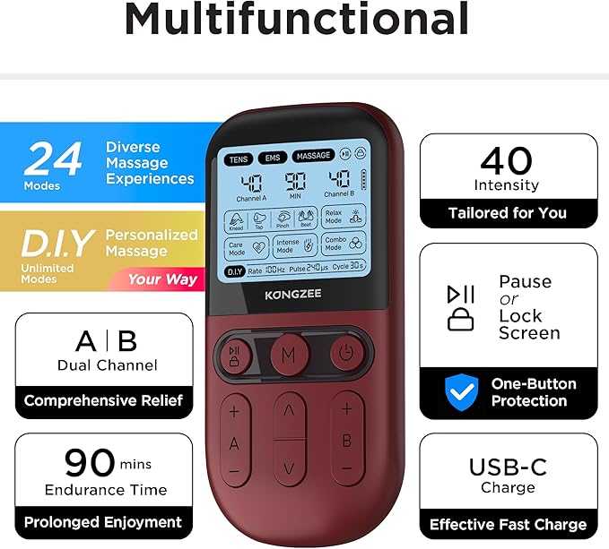 4 in 1 - D.I.Y & Tens Unit & EMS & Massage Muscle Stimulator, Dual Channel TENS - Image 4
