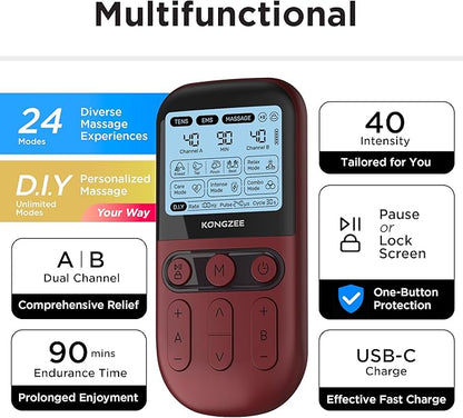 4 in 1 - D.I.Y & Tens Unit & EMS & Massage Muscle Stimulator, Dual Channel TENS - Image 4
