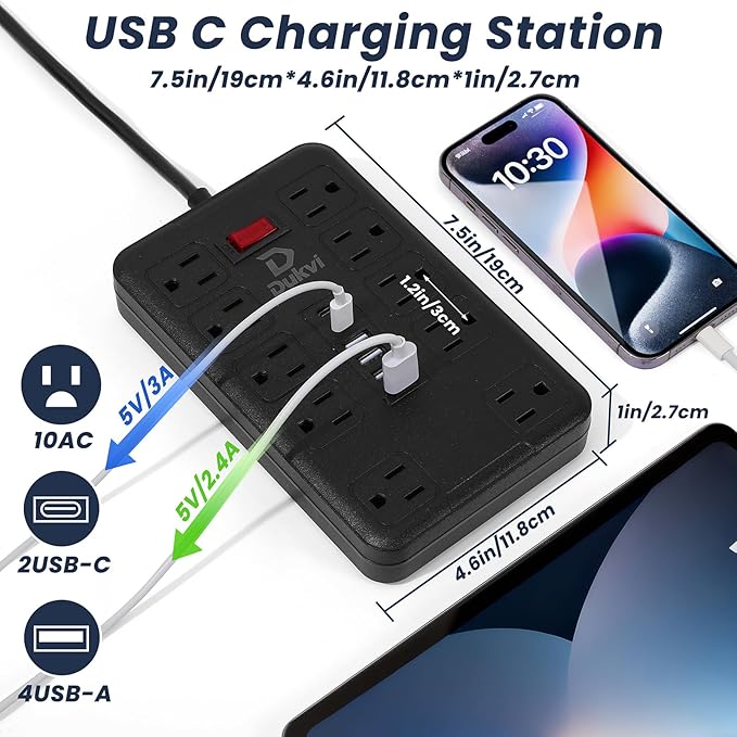 DUKVI Surge Protector Power Strip - Image 3