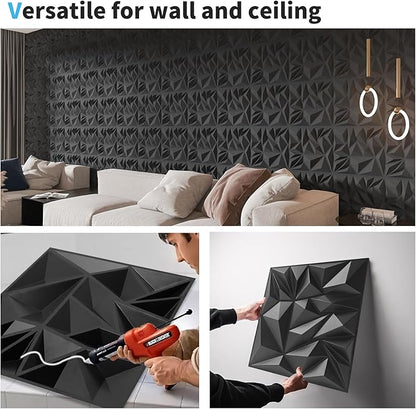Art3d 33-Pack 3D Wall Panels for Interior Wall Decor, Modern Diamond Textured - Image 6