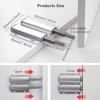 Double Push to Open Door Latch, 2 Pack Magnetic Push Latches, Adhesive Heavy - Image 4