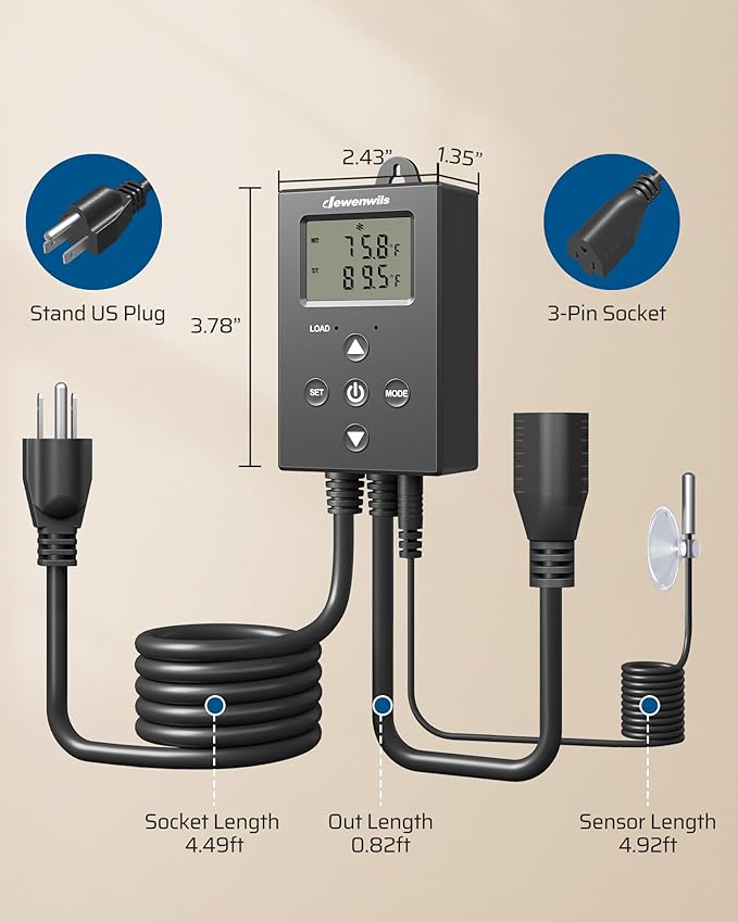 DEWENWILS Digital Temperature Controller Thermostat Outlet - Image 6
