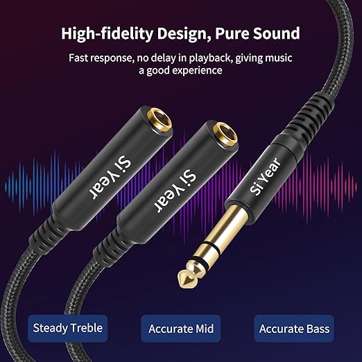 SiYear 1/4" Splitter Cable, 6.35mm TRS to Dual 1/4 inch Female Stereo Y - Image 6