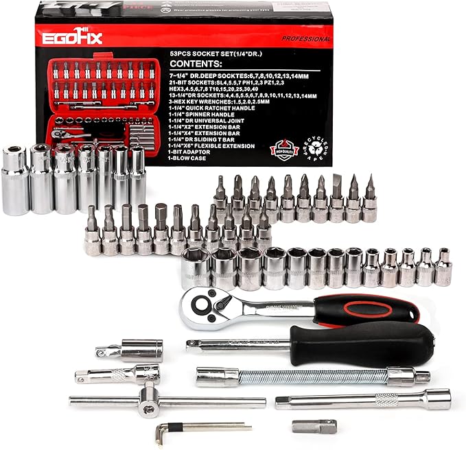 Egofine 53 Pieces 1/4 inch Drive Socket Ratchet Wrench Set - Image 8