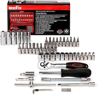 Egofine 53 Pieces 1/4 inch Drive Socket Ratchet Wrench Set - Image 8