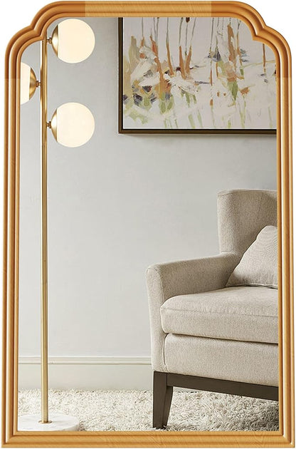 Wood Frame Wall Mirror for Bathroom, Rounded Corner Arch Rectangle Mirror for - Image 9