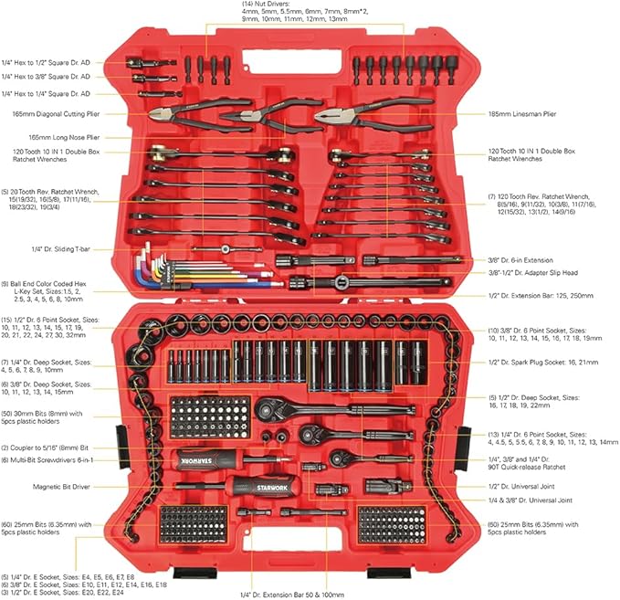 STARWORK TRUE MECHANIC™ 305-Piece Mechanics Tool Set, 120T SAE&Metric - Image 3
