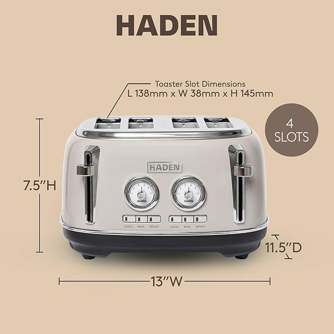 Haden Dorset 4-Slice Wide-Slot Toaster, Stainless-Steel Bread Toaster - Image 4