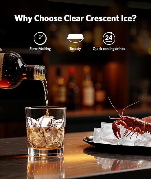 COWSAR Crescent Ice Maker Countertop, 27 Lbs/24H Portable Crescent Ice Machine - Image 2