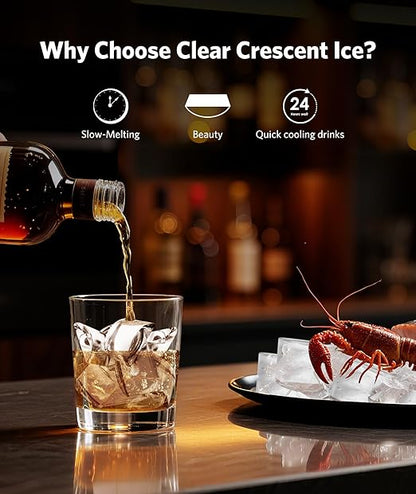COWSAR Crescent Ice Maker Countertop, 27 Lbs/24H Portable Crescent Ice Machine - Image 2