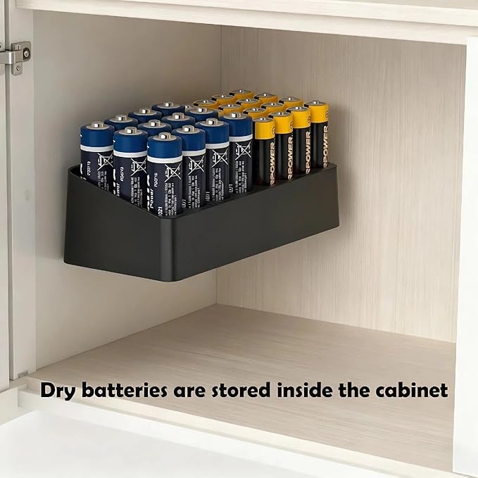 Battery Storage Organizer Battery Storage Box Black Fits 16 AAA & 12 AA - Image 6