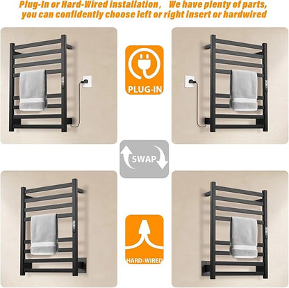 Towel Warmer Matte Black Heated Towel Rack - Image 3