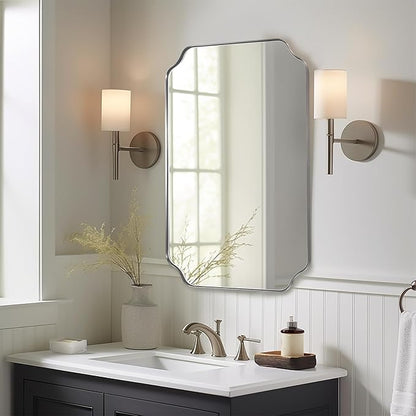 ANDY STAR Scalloped Bathroom Mirror, 24x36 Inch Brushed Nickel Rectangle Mirror - Image 6
