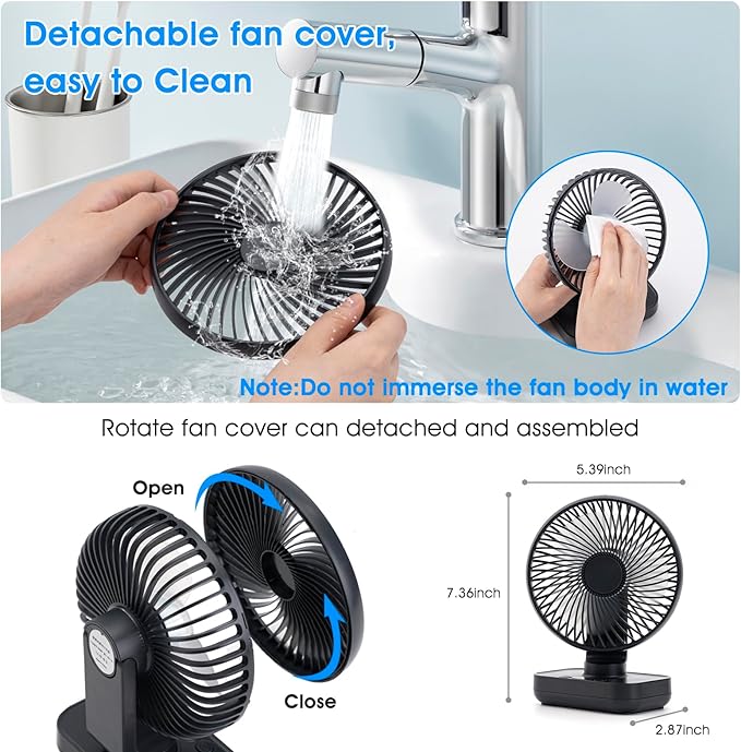 Digibond Oscillating Fan 5.1in Small Wall Mounted Oscillating Desk Fan Auto 90° - Image 5