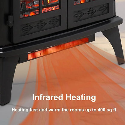 24" Electric Fireplace, Freestanding Fireplace Heater w/Realistic Flame - Image 4