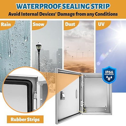 Outdoor Electrical Box 24 x 16 x 10''D NEMA 4X Enclosure Steel Box, Waterproof - Image 3