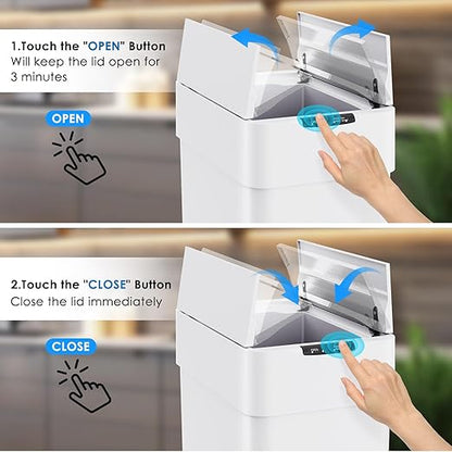 Arlopu 21.1 Gal Automatic Trash Can, 80L Stainless Steel Motion Sensor Garbage - Image 5