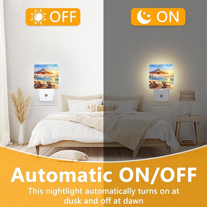 GANTINIR Watercolor Ocean Beach Sunrise Night Light, Plug-into Lounger - Image 6