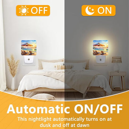 GANTINIR Watercolor Ocean Beach Sunrise Night Light, Plug-into Lounger - Image 6
