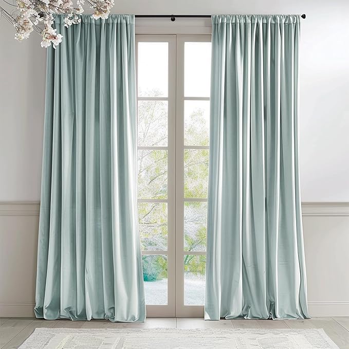 Lazzzy Velvet Blackout Curtains Thermal Insulated Room Window Drapes Super Soft by Lazzzy