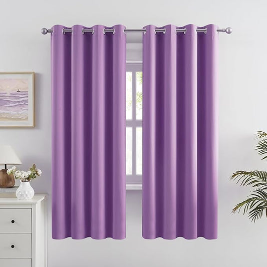 DUALIFE Bright Purple Curtains for Girls Bedroom Light Blocking Room Darkening by DUALIFE