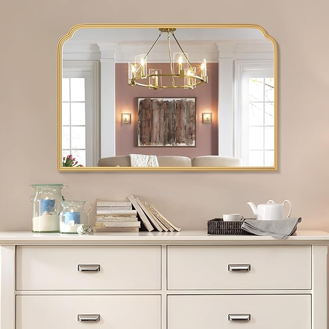 36X24 Inch Gold Bathroom Vanity Mirror - Image 4