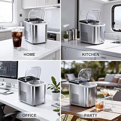 38lbs Per Day Countertop Ice Maker, 9 Ice Cubes in 3.5 Minutes, Self-Cleaning - Image 7