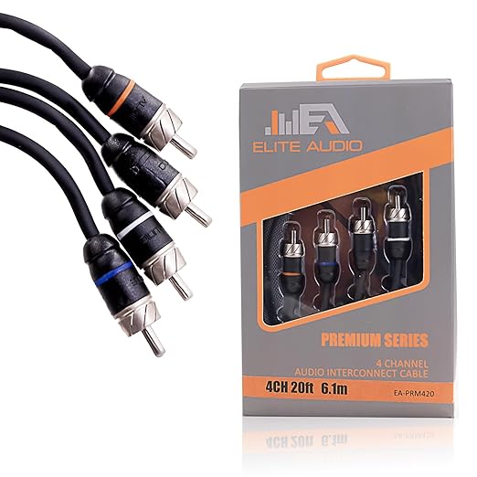 Elite Audio Premium Series 20ft. 4-Channel Car Audio RCA Cable – Double Shielded by EliteAudio