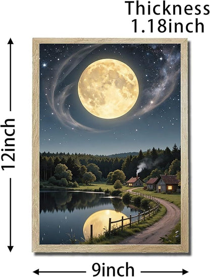 URVIP LED Glowing Photo Frame, 3D Starry-Sky Blue Moon Wall Art, 9x12 Inches - Image 2