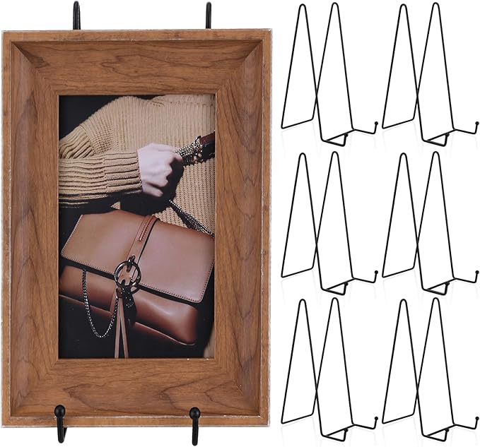 Dimeho 6 Pack 10 Inch Metal Plate Holder Black Display Stand Decorative Easel - Image 8