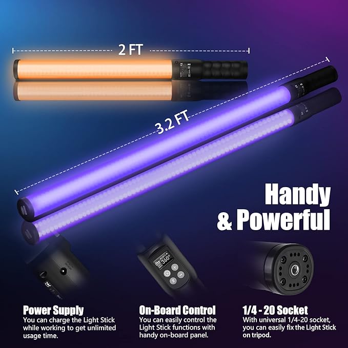 Mettlelite LS800P RGB Pixel LED Light Stick, Handheld Full Color RGBWW - Image 5