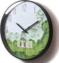 SCOAGE Modern Wall Clock with Temperature Green Forest Large Display by SCOAGE