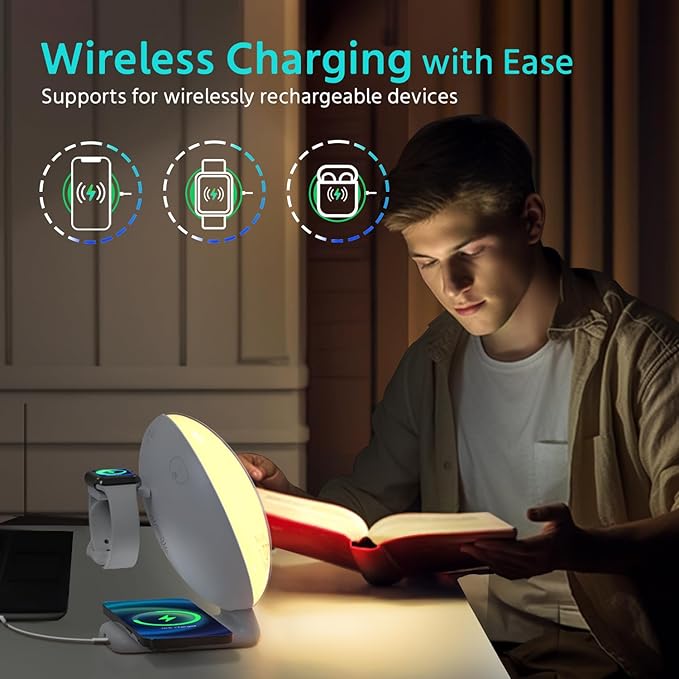 MOMILLA Sunrise Alarm Clock, 3 in 1 Wireless Charging Station, Smart App - Image 3
