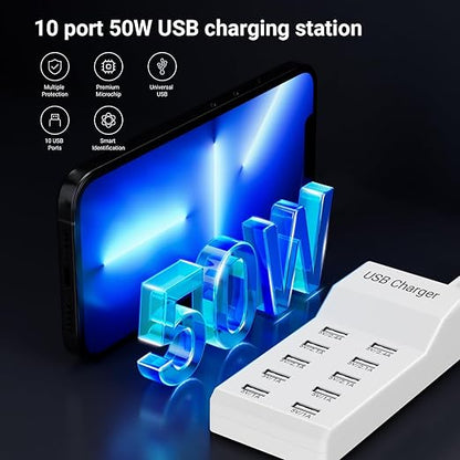 USB Charging Station 50w10A 10-Port Charger, Compatible - Image 4