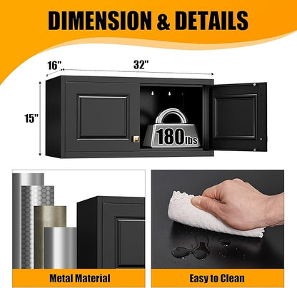 Metal Storage Cabinet with Doors, Small Kitchen Storage Cabinets, Steel - Image 3