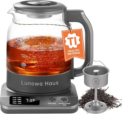 Rufus Titanium & Glass Electric Tea Kettle Tea Maker by Unknown