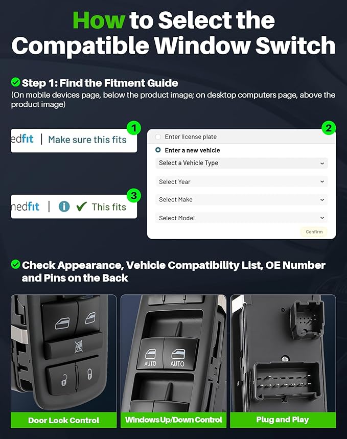 Dacall Power Window Switch Fit for 2009 2010 2011 2012 Dodge Ram 1500 2500 3500 - Image 9