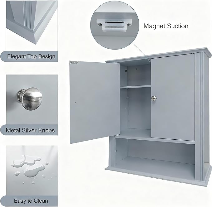 Wall Mounted Bathroom Cabinet Wooden Storage Cabinet - Image 5