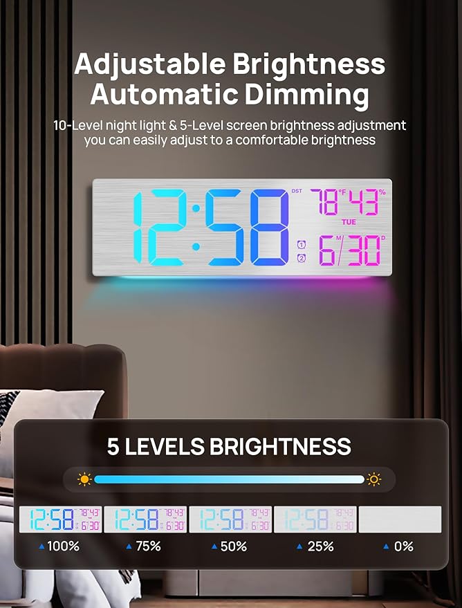 18.5" Large Digital Wall Clock - Image 6