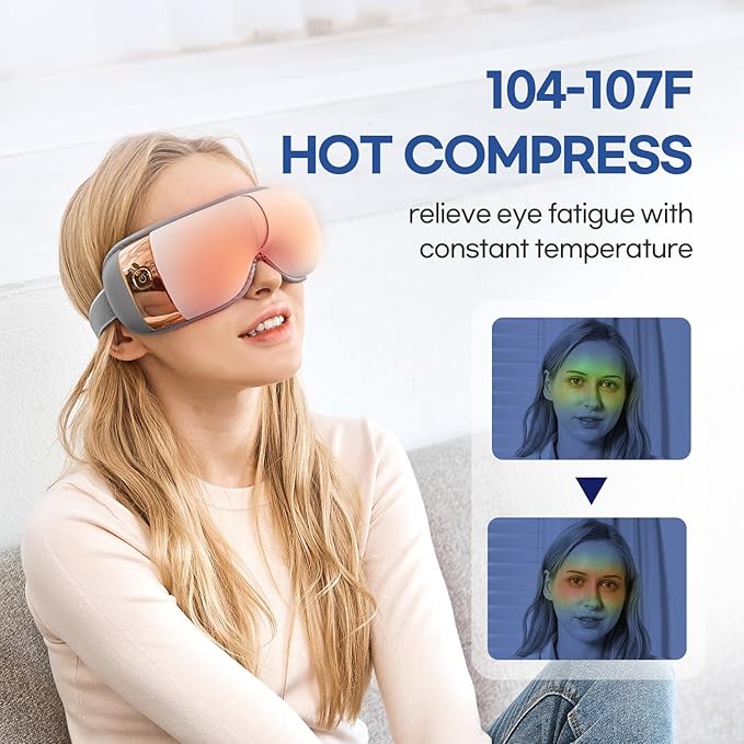 HubiCare Eye Massager with Heat, and Music Helps Relieve Strain, Dark Circles - Image 5