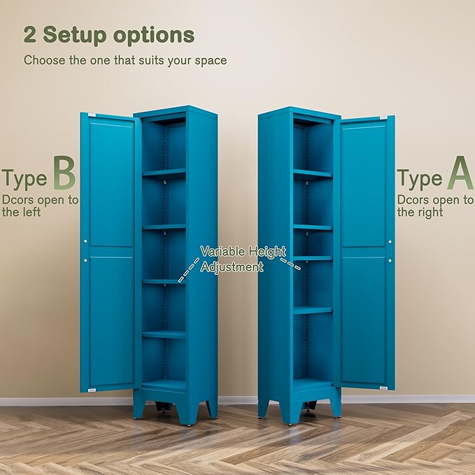 COFaR Tall Bathroom Cabinet, Metal Farmhouse Narrow Slim Storage Cabinet - Image 6